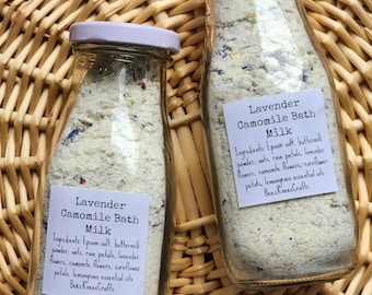 Lavender camomile bath milk, all natural, milk bath, spa gift, bath treatment, bath soak, mothers day gift