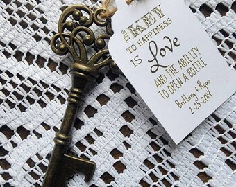 Wedding favors, skeleton key bottle opener, custom wedding gifts, party favors, bottle opener gift, groomsmen gift, mothers day gift