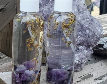 Pillow spray for sleep, lavender linen spray, pillow mist, cleansing spray, bedtime routine, aromatherapy spray, amethyst perfume