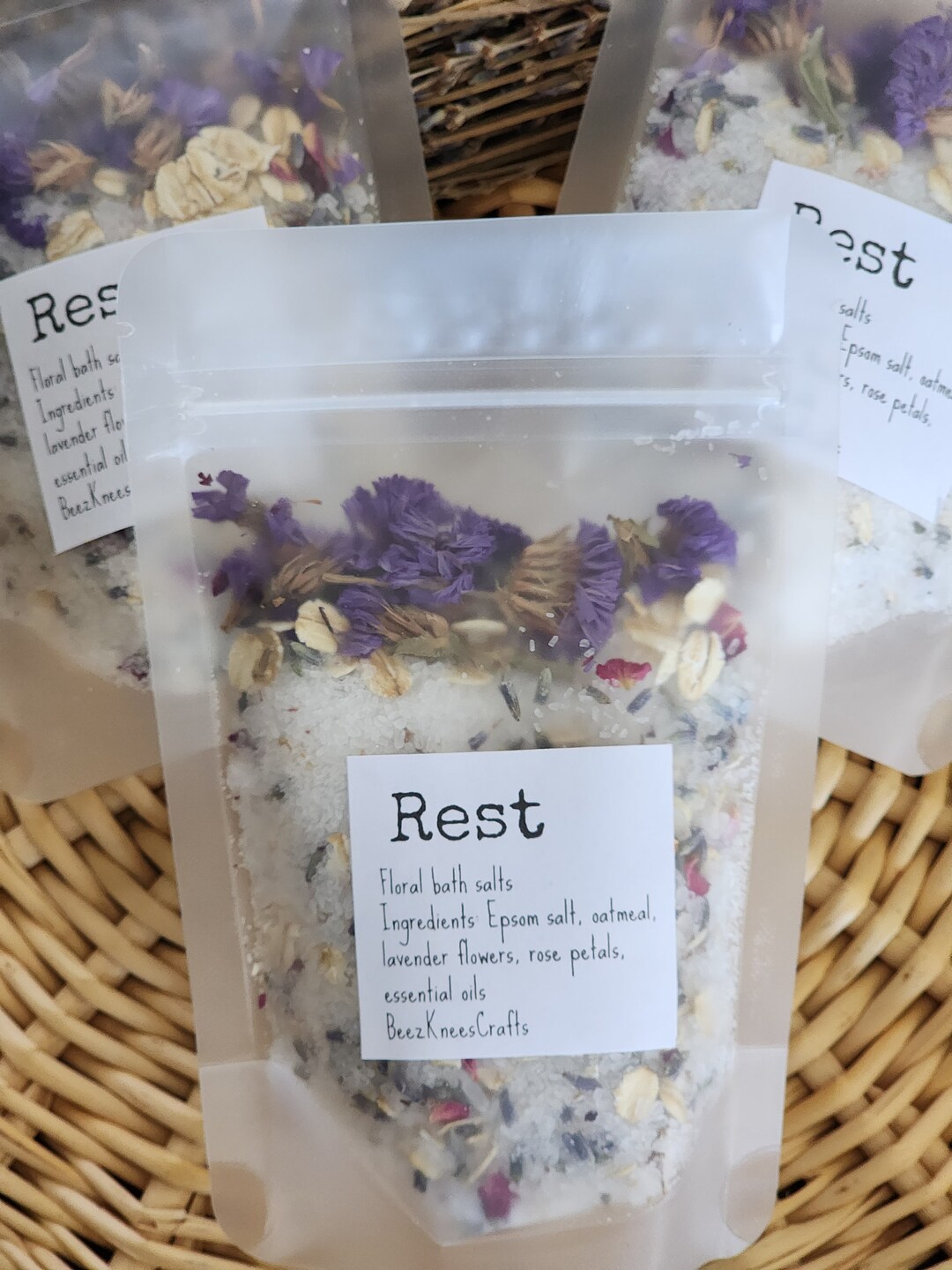Botanical Bath Salts, Relaxing Bath Soak, Floral Bath Salt Bag ...