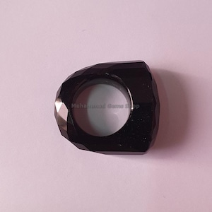 Natural Black Tourmaline Faceted Ring | Hand-Carved Fancy Shape Gemstone Ring | Promise Gift for Women