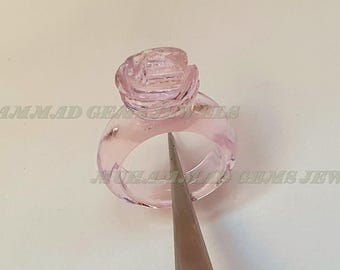 Hand Carved Rose Flower Shape Single Gemstone Made Ring, Rings, Single Stone Made Ring, Wedding Ring For Women's Gift Solid Ring