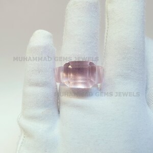 Rosa rosenkvarts fasetterad hel ädelstensring, handgjord snidningsring, moderingar, ädelstensring, specialanpassade ringar, present till kvinnor