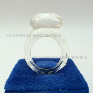 Natural White Rock Crystal Quartz Faceted Full Gemstone Made Ring, Hand Made Carving Ring, Gemstone Ring, Custom Rings, Gift For Women&#39;s