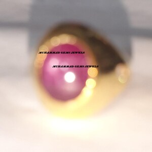 Natural Ruby Star With Diamond Ring, 14k Solid Yellow Gold Ring, Unique Celestial Gemstone Ring, Star Ruby Ring Oval Cabochon Ring