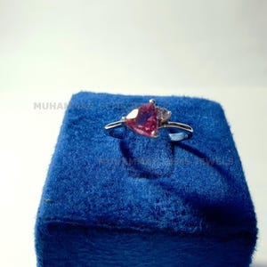14k Gold Rare Triangle Pink Tourmaline With Diamond Engagement Wedding Ring-Verdelite Gemstone Made-One of a kind-Art Deco-Oct- birthstone