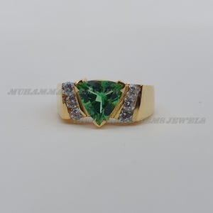 Natural Green Tourmaline Ring, Men&#39;s Handmade Ring, Natural Tourmaline Ring, 18K Solid Yellow Gold Tourmaline Ring, Men Ring, Gift for Him
