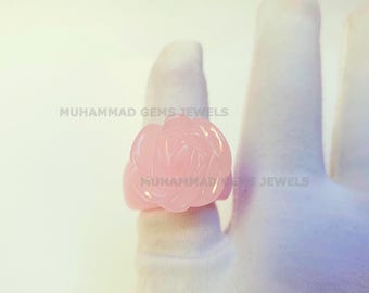 Hand-Carved Rose Quartz Rose Flower Ring | Gemstone Jewelry | Fashion Rings | Unique Gemstone Ring