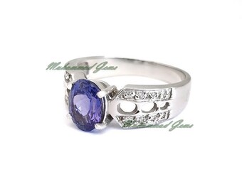 Lab Created Tanzanite Ring, Vintage Tanzanite Engagement Ring, Promise Ring, Tanzanite Ring for Women, Bridal Ring, Unique Tanzanite Ring