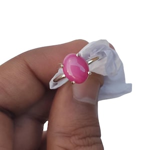 Pink Star Sapphire Ring/14K Solid White Gold/Lindy Star Sapphire Ring Oval Cabochon Ring/Wedding Engagement Ring For Women&#39;s Gift Solid Ring
