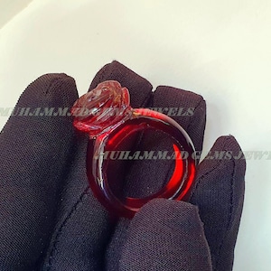 Rode robijn handgesneden roos bloemvorm enkele edelsteen gemaakt ring, ring, enkele steen gemaakt ring. Trouwring voor dames cadeau massieve ring