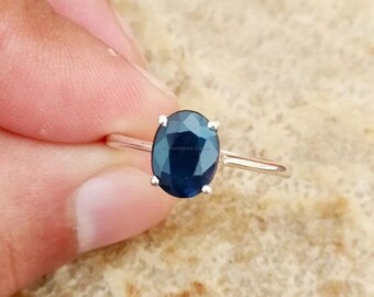 Natural Sapphire Ring For Men Jewelry,14k Gold Platted Blue Sapphire Ring In 925 Sterling Silver Ring, Promise Ring, Wedding Gift For Him GF