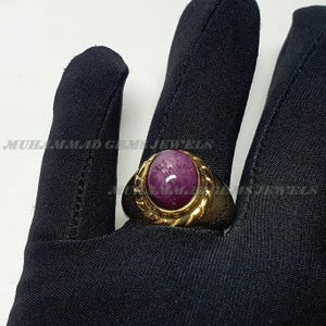 Natural Star Ruby Rings, 18K Solid Yellow Gold Jewelry ring with gemstone Star Ruby Cabochon ,Gift for her, Promise Ring, Men And Boy Also