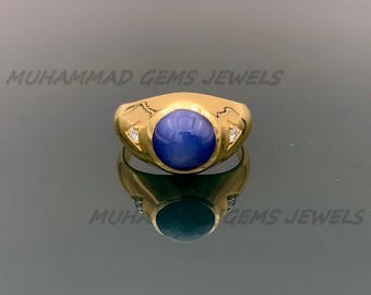 ブルースターサファイア 18KTHGE ヴィンテージリング - デザイナー刻印