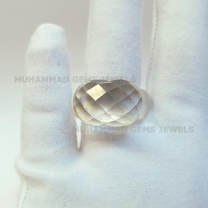 Natural White Rock Crystal Quartz Faceted Ring | Handmade Carved Gemstone Ring | Custom Jewelry | Gift for Women