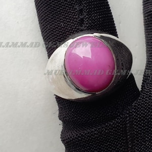 Lindy Star Sapphire Ring, 925 Sterling Silver Sapphire Ring, Wedding Engagement Ring, Pink Star Sapphire Ring, Anniversary Gift for Mens