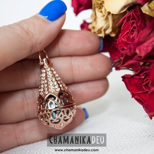 Angel caller magic lamp laminated rose gold with metallic turquoise harmonic ball 17 MM 9954