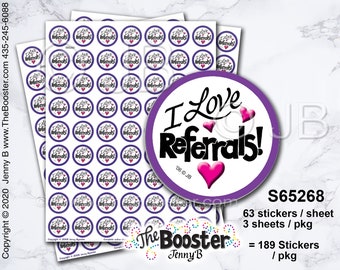 I love Referrals RECRUIT STICKERS - Sponsor / Career / Curiosity / Team / Details / Inform / Attention / Company