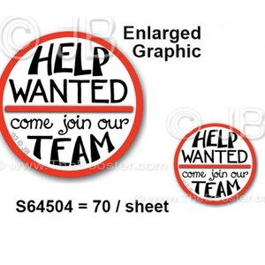 Help Wanted Join Team RECRUIT STICKERS Sponsor / Career / Curiosity / Team / Details / Inform / Attention / Company image 3