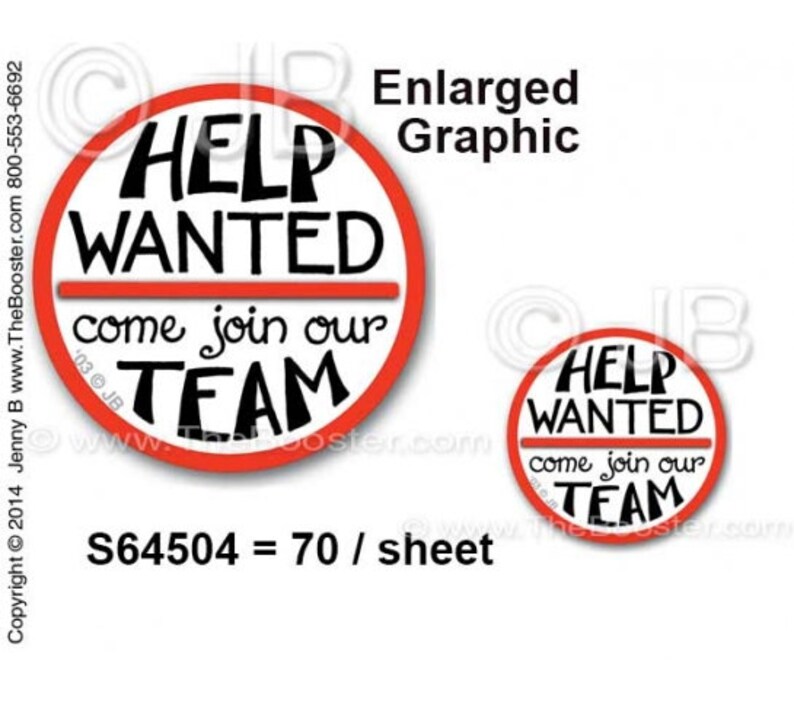 Help Wanted Join Team RECRUIT STICKERS Sponsor / Career / Curiosity / Team / Details / Inform / Attention / Company image 3