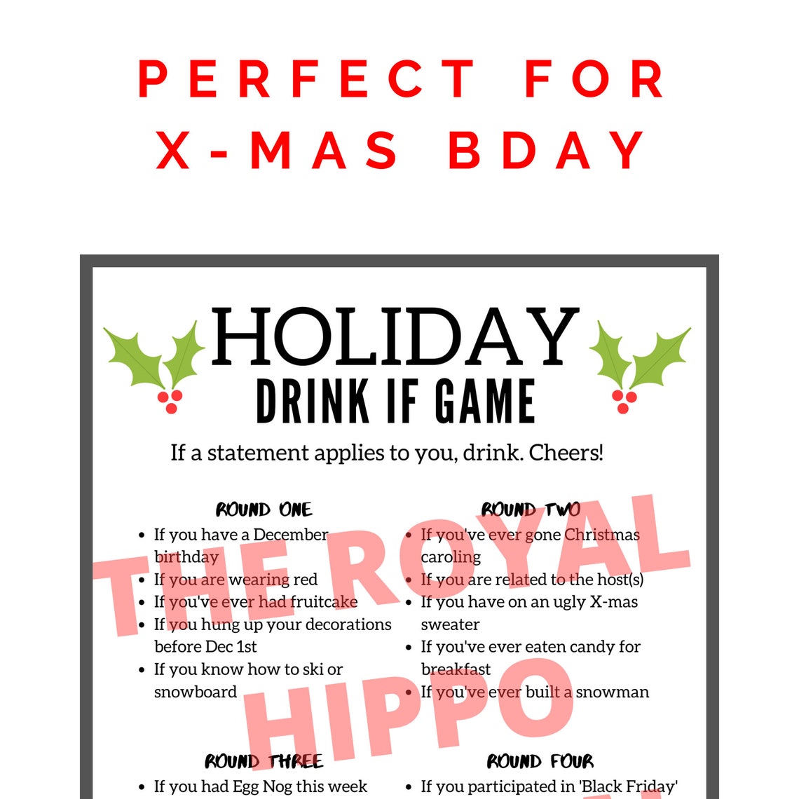Adult Christmas Drinking Game Etsy