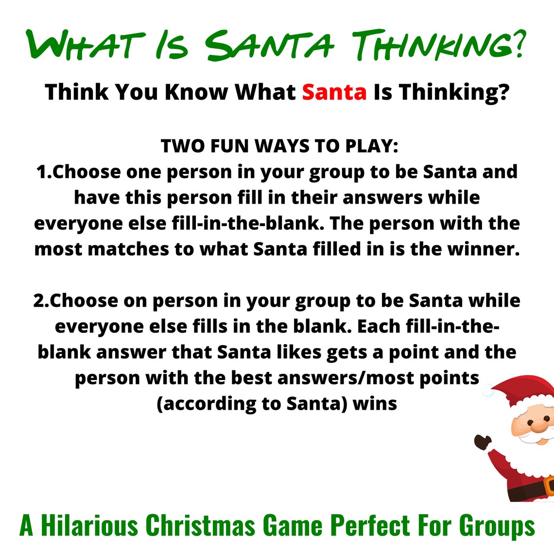Fun Christmas Game for Group of Adults Christmas Games for - Etsy