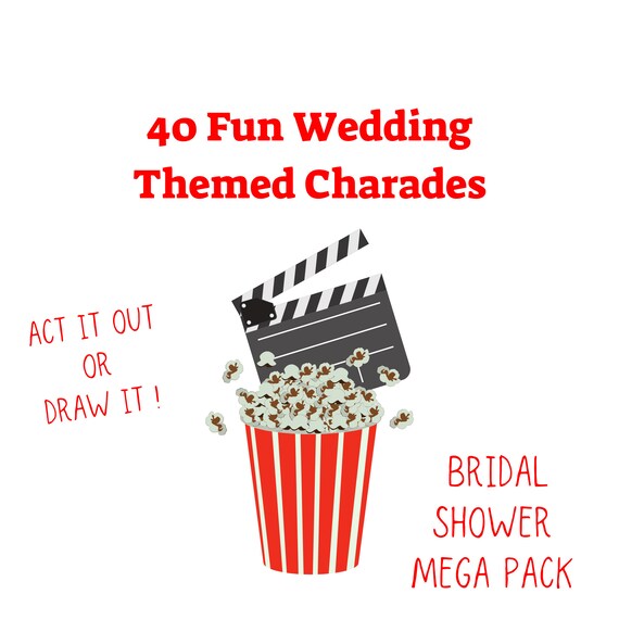 Wedding Charades Fun Pictionary Game Bachelorette Party Etsy