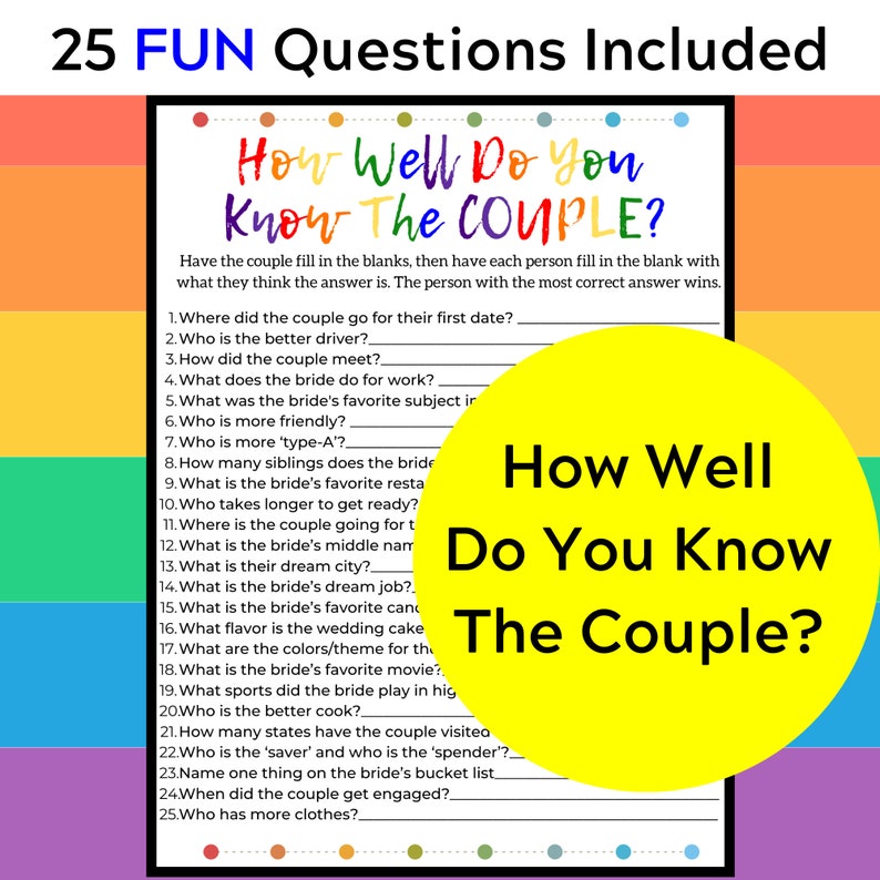 Do YOU Know the Couple, Lesbian Bachelorette Party Game, Fun LGBTQ Game for Bridal Shower image 2