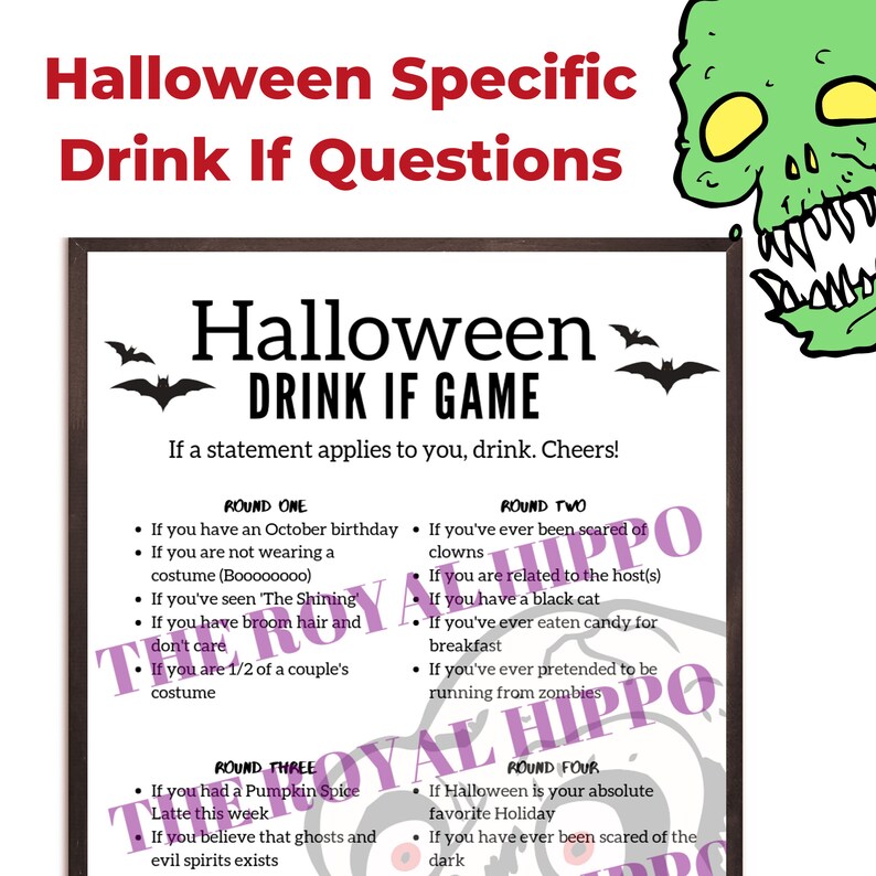 Adult Halloween Game Halloween Drinking Game Etsy