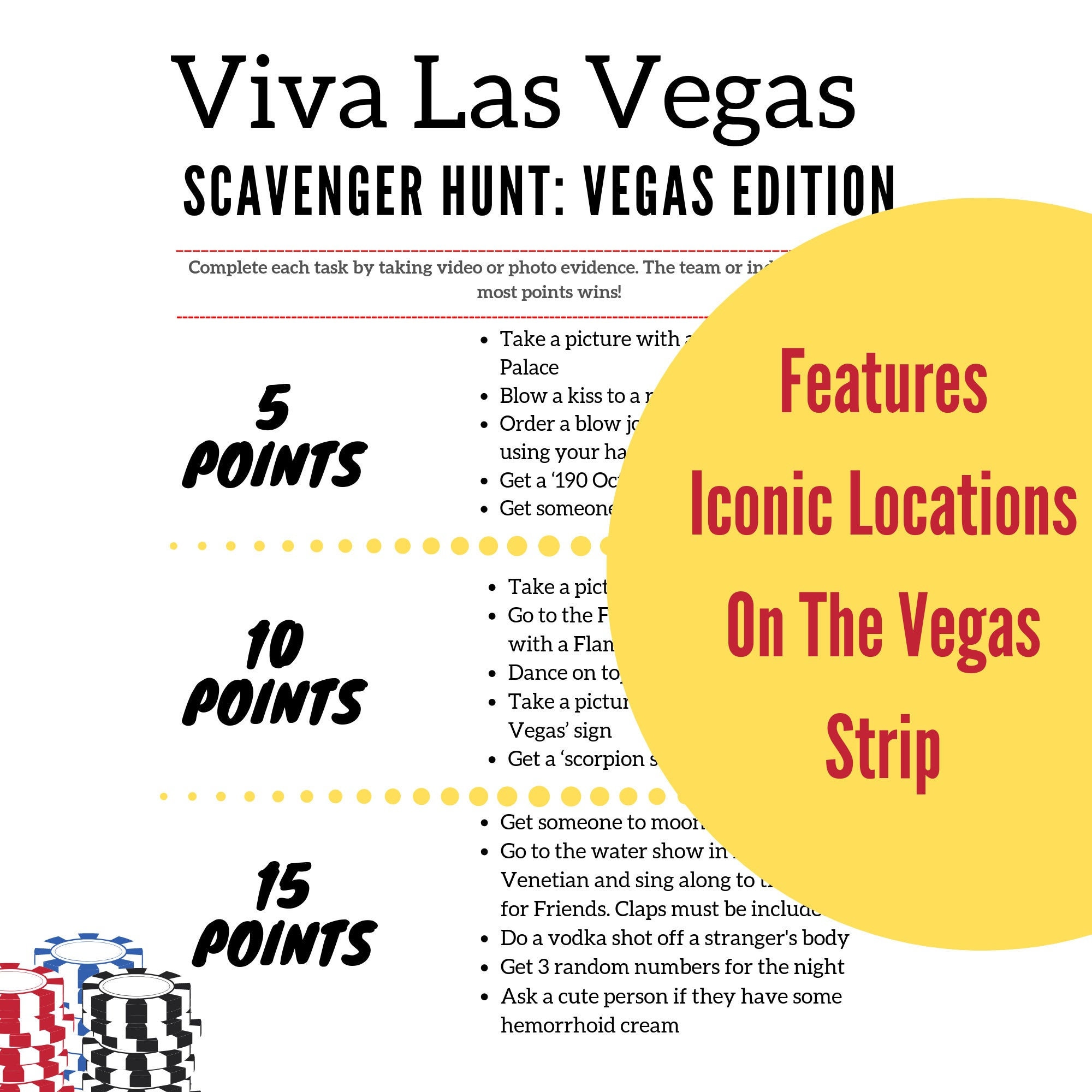 Vegas Bachelorette Party, Epic Vegas Game, Vegas Printable Game, FUN Vegas Scavenger Hunt Etsy
