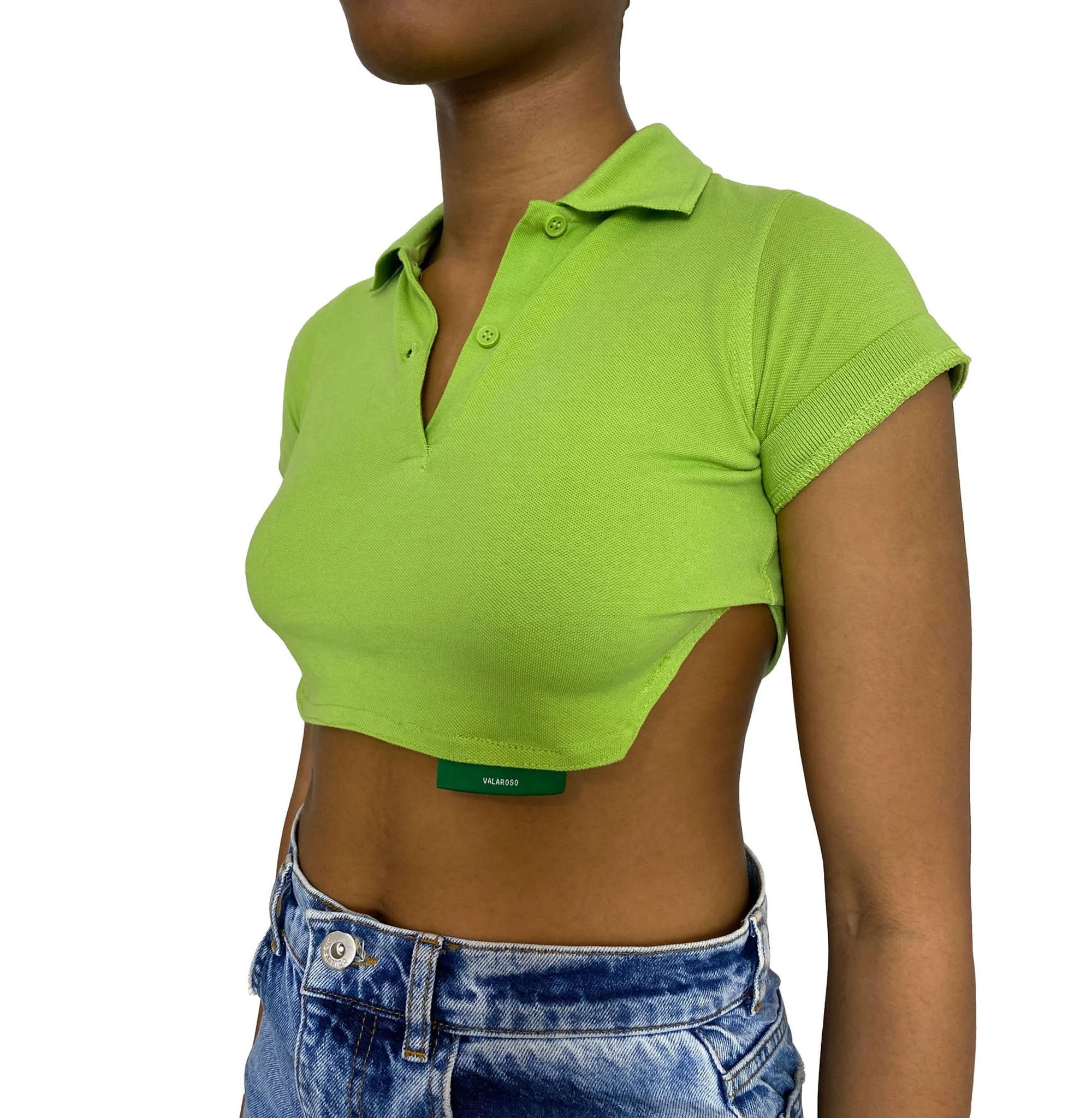 Matcha Green Custom Curved Hem Cropped 