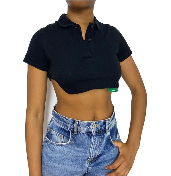 Black polo crop top discount