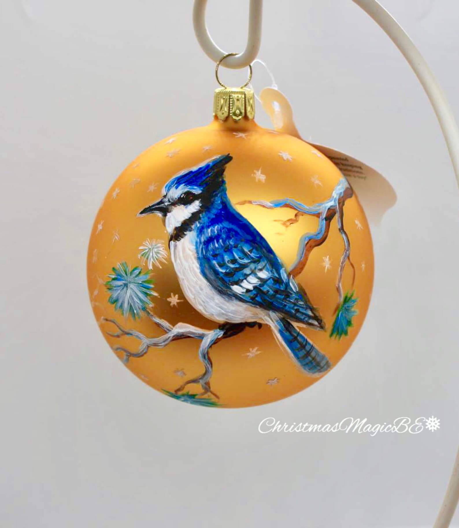 Blue Jay Bird, Christmas Bird Pretty Blue Jay Tree Ornament, Hand
