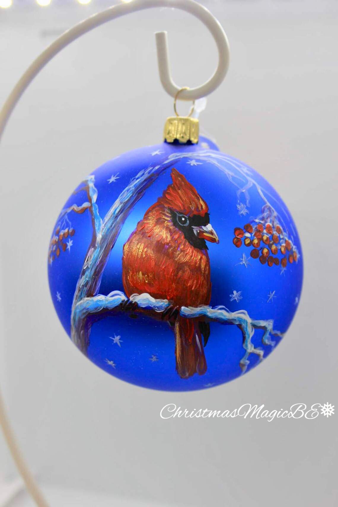 Christmas Cardinal Ornament Hand Painted Personalized Glass Etsy