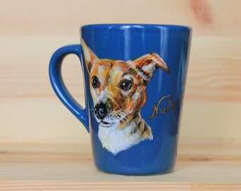 Caneca de retrato pintada à mão personalizada, caneca de gato de estimação, presente de animal de estimação, mãe de cachorro, presente memorial de cachorro, caneca de imagem, caneca de retrato de animal de estimação personalizada