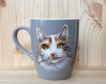 Cat tea cup , Custom Pet Portrait Mug Cat Pet Coffee Mug Cup Personalized Mother Mom Dad Gift Idea Mugs Dog Lover