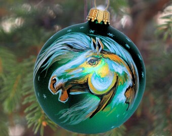 Pferdemalerei, Weihnachtsschmuck, Haustier Portrait, Weihnachtsdekoration, handgemaltes Pferd, Reitkunst, Haustier Verlust-Denkmal, Weihnachtskugel