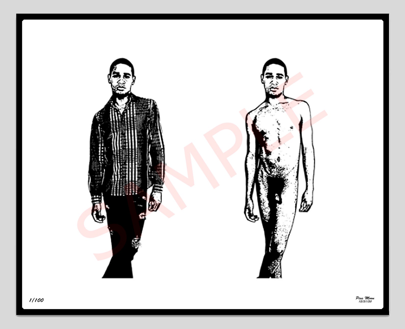 LJ3 CLOTHED & NUDE Male Nude Nude Art Male Art Male Erotica Limited Edition Giclée Print Digital