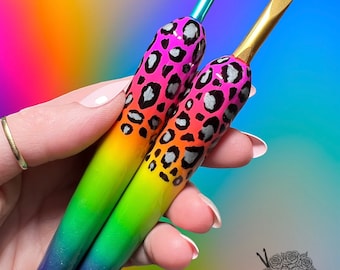 Custom Rainbow Leopard Hooks