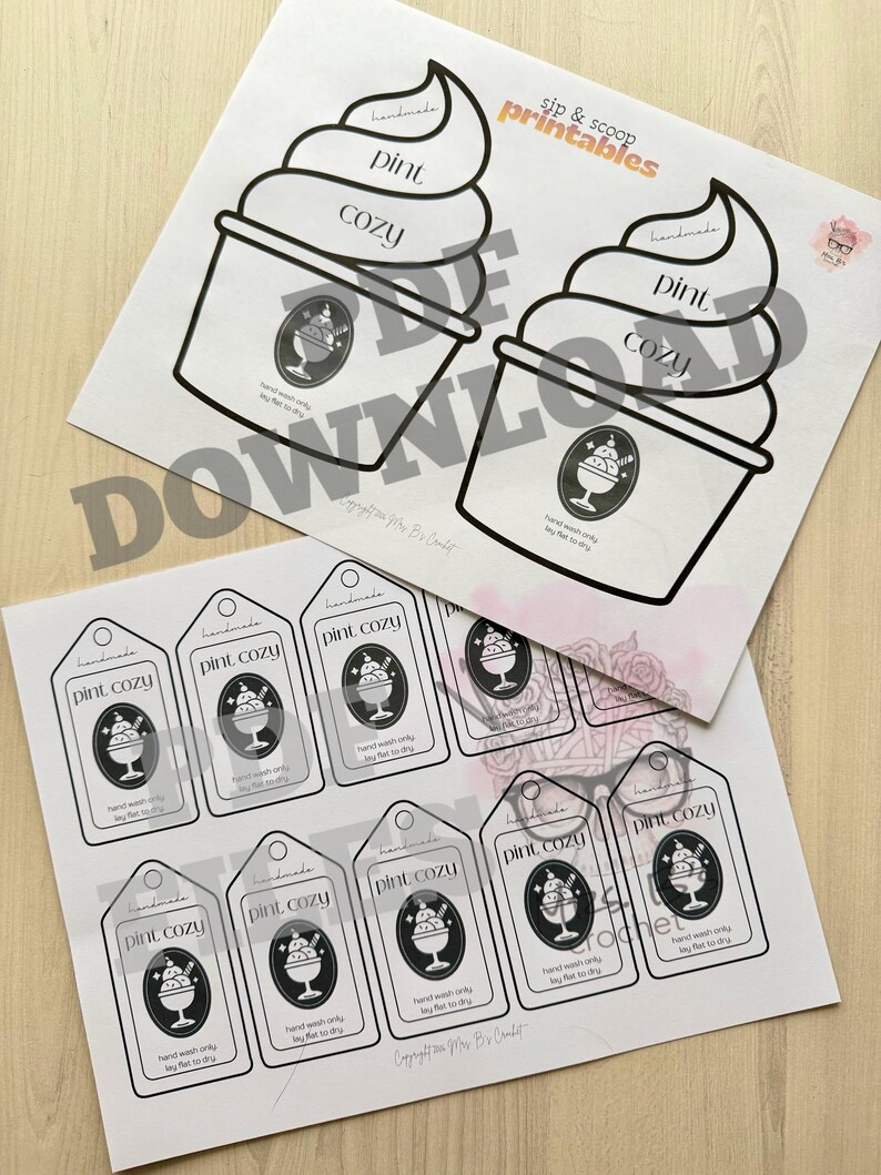 Sip Inserts Printable Sip & Scoop Cozy Inserts and Tags - Etsy