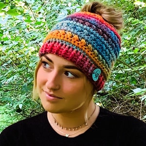 The Macy Messy Bun Beanie Pattern image 2