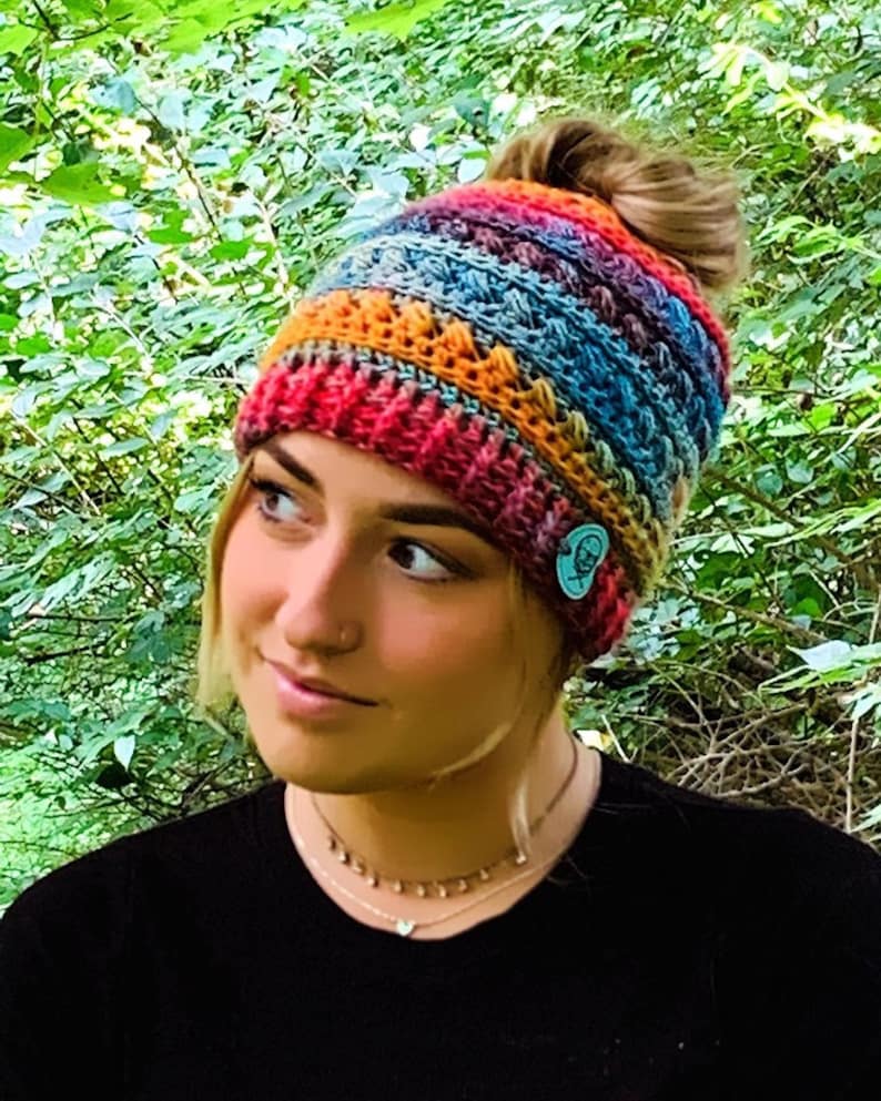 The Macy Messy Bun Beanie Pattern image 2