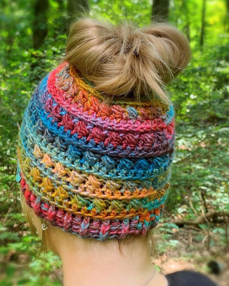 The Macy Messy Bun Beanie Pattern image 5