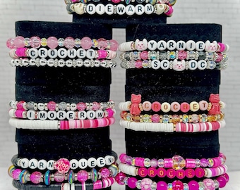PINK Crochet Bracelet Stacks