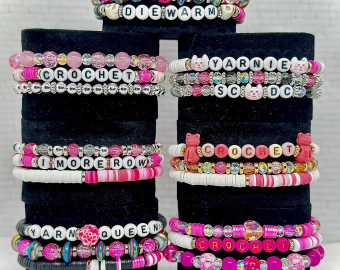 PINK Crochet Bracelet Stacks