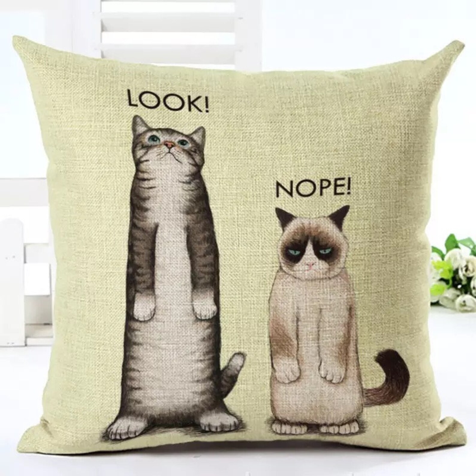 Grumpy Cat Pillow Covers 18x18 Animal Print Pillow Case Etsy