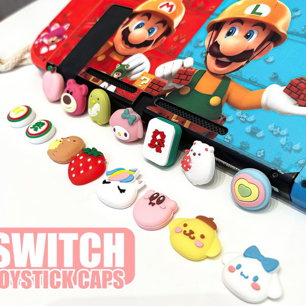 Thumb Grip Caps For Switch / Switch OLED /Switch Lite,Set of 4pcs Cute Colorful Anime Cartoon Thumb Grip Cap