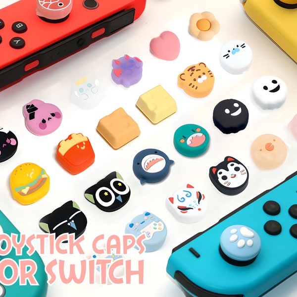 Thumb Grip Caps For Switch / Switch OLED /Switch Lite,Set of 4pcs Cute Colorful Anime Cartoon Thumb Grip Cap