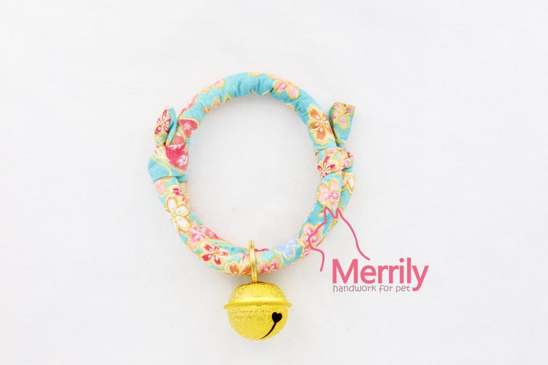 handmade cat collar cat bell,Sakura Cotton cat collar Japanese style collar