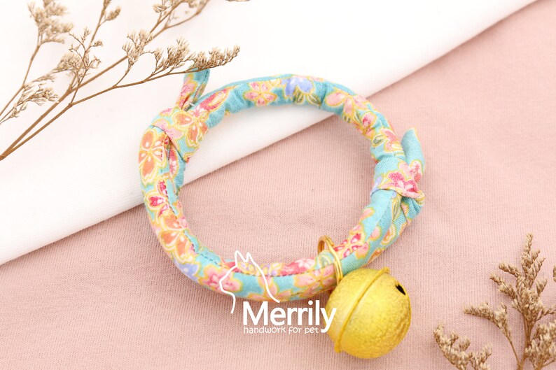 handmade cat collar cat bell,Sakura Cotton cat collar Japanese style collar